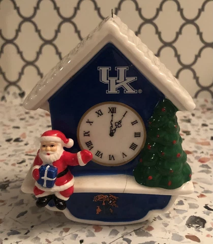 2013 Danbury Mint Kentucky Wildcats Christmas Clock Santa Ornament Cover