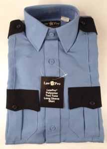 LawPro Polyester Two-Tone Long Sleeve Shirt, SR325, Light Blue / Navy, XXS REG. - Picture 1 of 8