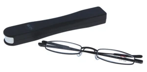 Kleine, leichte i-Mag MINI Lesehilfe / Lesebrille in Schwarz mit Hartschalenetui