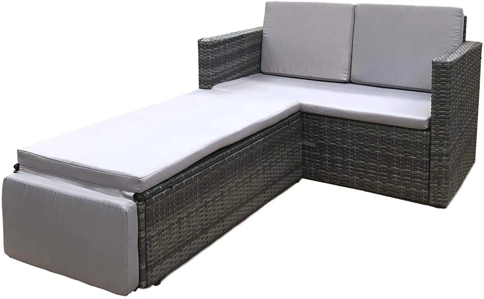 Rattan Outdoor Garden Patio Wicker Furniture Set Sun Bed Sofa 2 Seater Lounger - Image 1 of 1