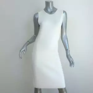 Ralph Lauren Black Label Sleeveless Sheath Dress Cream Ribbed Knit Size Medium - Picture 1 of 9