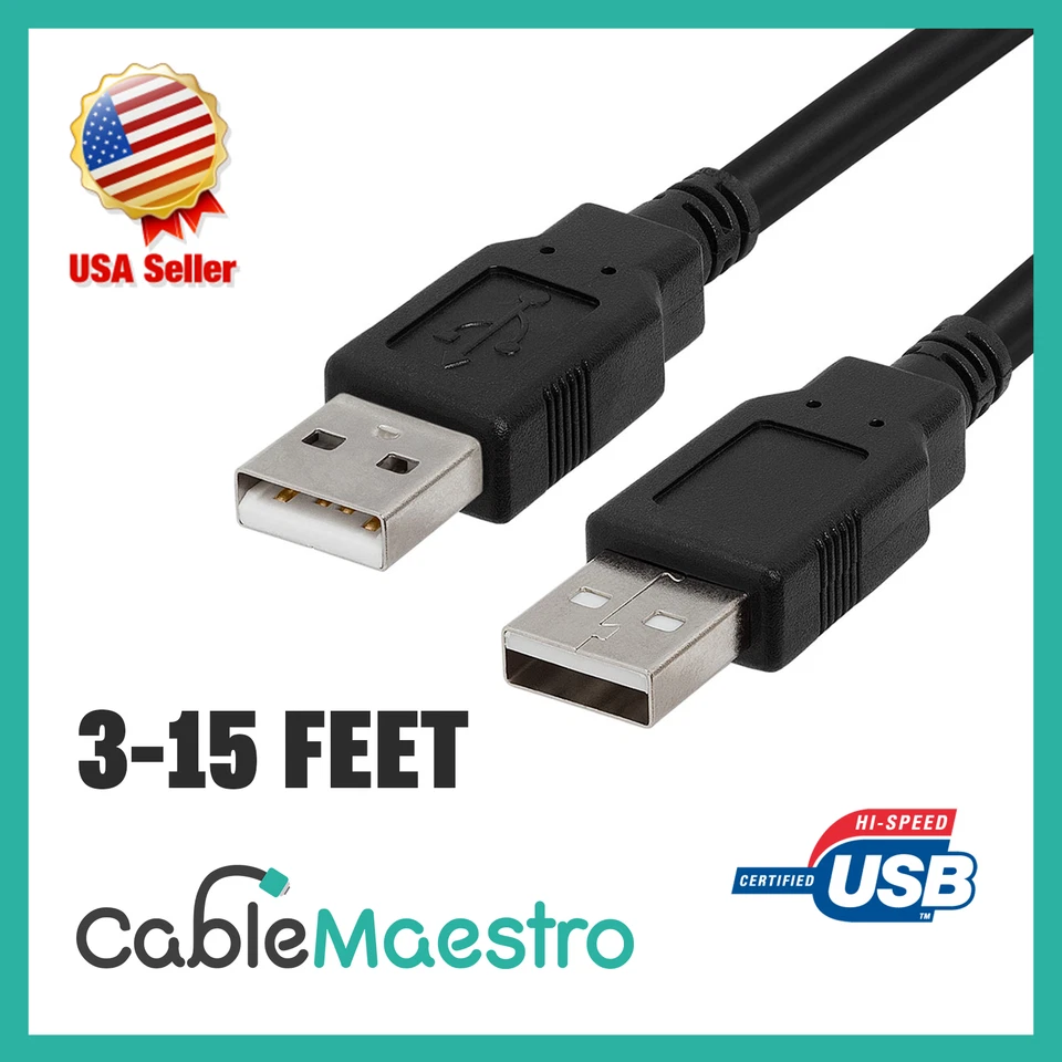HIGH SPEED USB 2.0 Cable Printer Hard Drive Cord Type A Male to A Male 3-15FT - Image 1 of 2