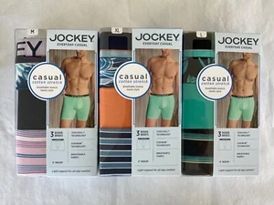 Jockey Everyday Casual 3 Pack Cotton Stretch Boxer Briefs New Pink Orange Green - Picture 1 of 7