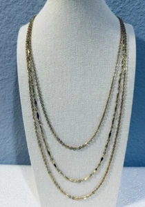 "Collar de 3 hilos tono dorado 28""" - Imagen 1 de 3