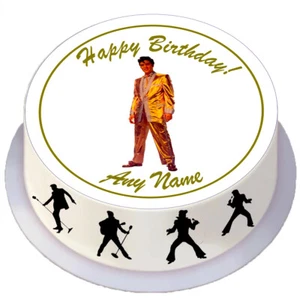 Elvis Presley Birthday Round Edible Cake Topper Personalised for 7 / 8 inch Cake - Picture 1 of 4