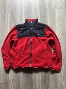 Boy Fleece Zip Sweatshirt Size M Youth 10-12 Years Polyester/Nylon Red/Navy - Picture 1 of 6