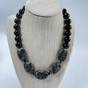 Collar de cuentas de labradorita hecho a mano grueso antiguo Hollywood elegante - Imagen 1 de 5