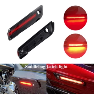 LED Side Saddlebag Latch Light Red Running Brake Turn Light For Harley Touring - Picture 1 of 9