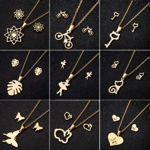 Necklace, Pendant & Earrings. Jewellery Gift Set For Women Girls Kids Gold - Bild 1 von 12