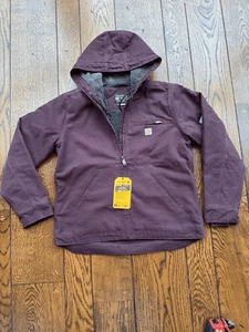 Carhartt Women's Washed Duck Jacket Sherpa Lined Blackberry Size Large NWT - Picture 1 of 6