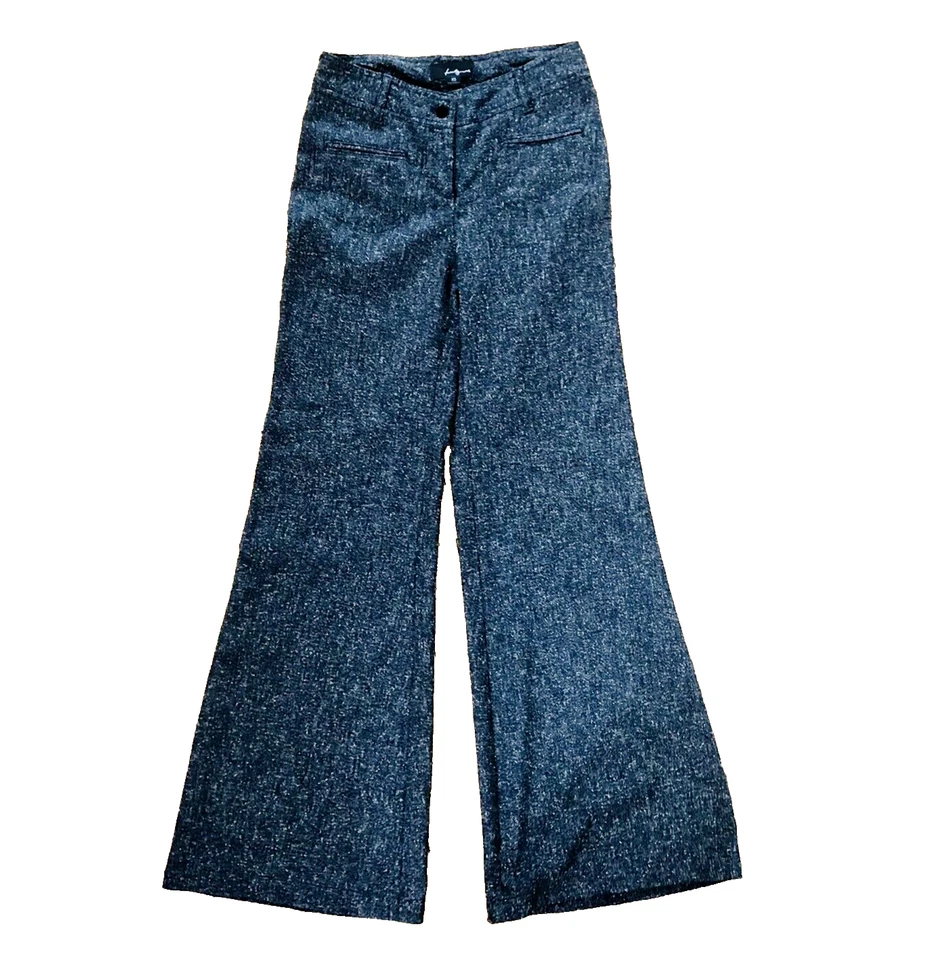 Calça social cinza carvão XS Donegal tweed cintura baixa perna larga vinte e um - Imagem 1 de 4