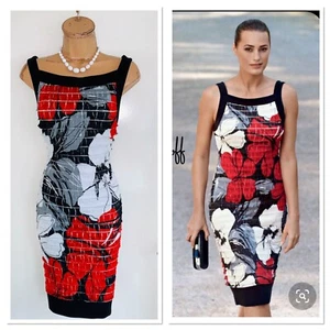 Vestido ceñido al cuerpo floral con volantes JOSEPH RIBKOFF Reino Unido talla 12 - Imagen 1 de 12