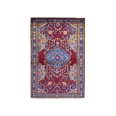 3'8"x5'10" Vintage Colorful Farsian Amadan Natural Wool Hand Knotted Rug R59680 - Image 1 of 4