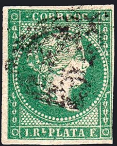 Antillas - Edi o 5a- 1856 - 1 real - Verde esmeralda - Imagen 1 de 1