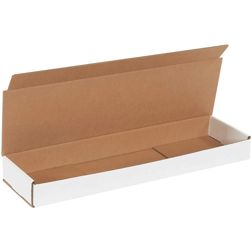 50 21" x 6" x 2" White Corrugated Mailers Tuck Flap Boxes Free Ship - Image 1 of 1