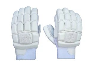 Blitz Pro White Cricket Batting Gloves Leather Palm Mens Small/Standard Sizes - Picture 1 of 4