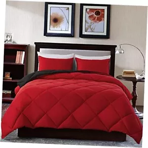Lightweight Comforter Set with 2 Pillow Sham - 3 Pieces Set - Full Red/Black - Picture 1 of 7
