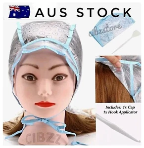 Hair Frosting Cap Dye Bleach Tint Tipping Streaking Lightening Hat & Hook Set AU - Picture 1 of 6