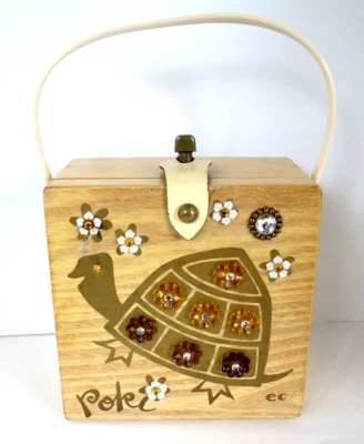 Bolso Caja Cartera Madera Vintage Enid Collins Of Texas - Poki - Tortuga Foto 1 de 4