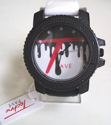 Men Techno Pave Black And White Silicone Band Fashion Dressy Casual Party Watch - Image 1 of 4