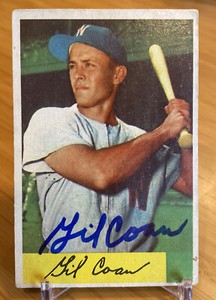 Gil Coan Signed Autographed 1954 Bowman Baseball Card Washington Senators #40
