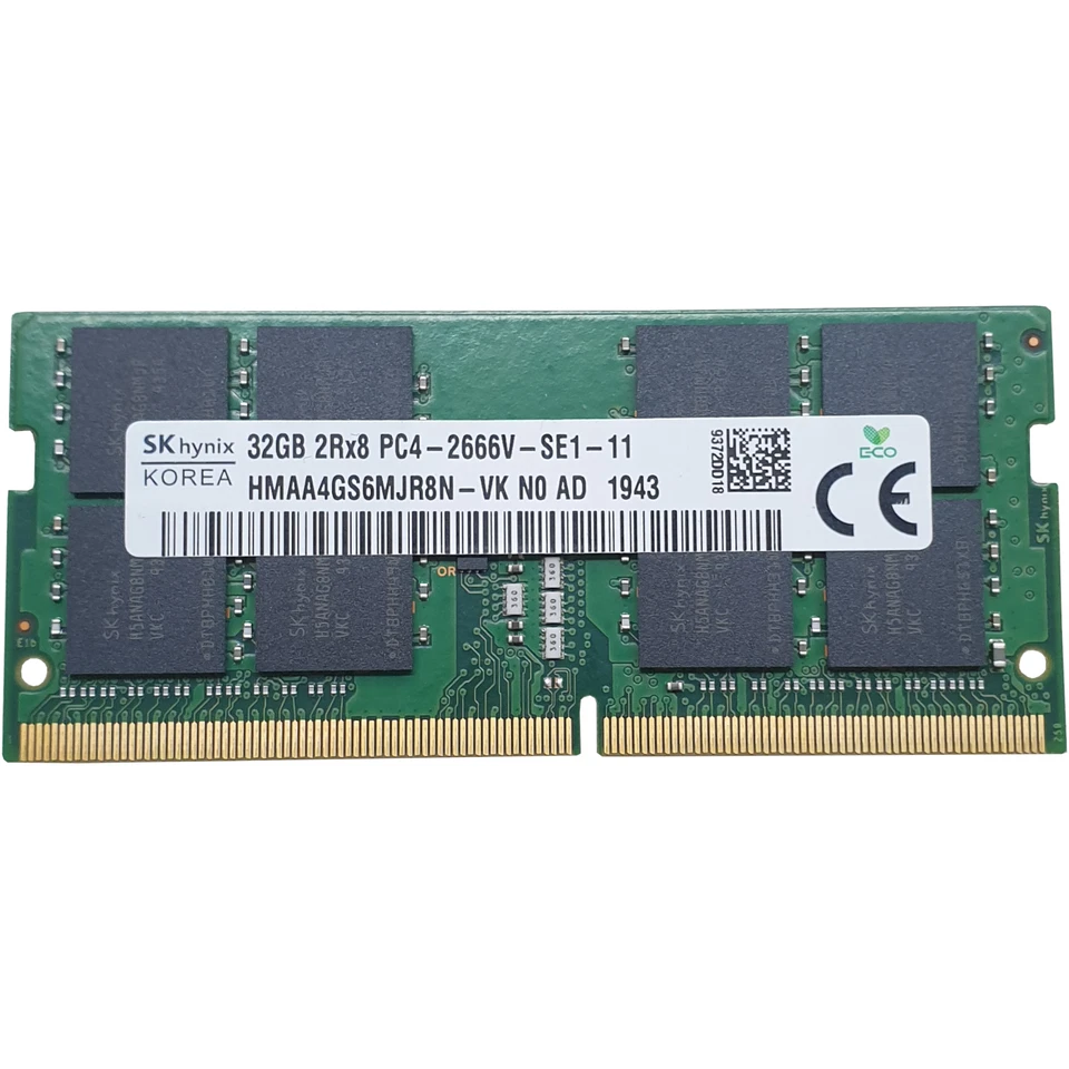 32GB DDR4 So Dimm RAM SK hynix PC4-2666V 2Rx8 Notebook Memoria Portatile - Immagine 1 di 1