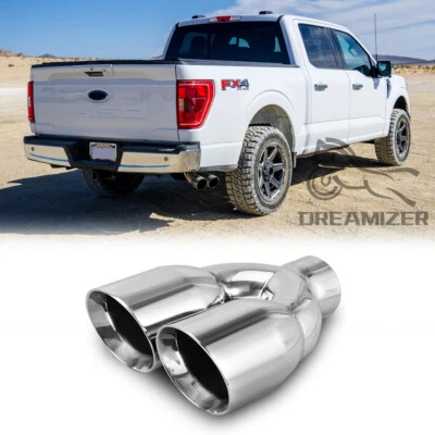 2.5" Entrada 3.5" Salida 9.5" Longitud Doble Punta de Escape Inoxidable Para Ford F-150 Foto 1 de 4