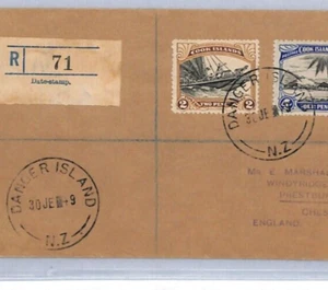 COOK ISLANDS Cover *DANGER ISLAND* Registered GB Cheshire Prestbury 1949 YJ4 - Picture 1 of 11