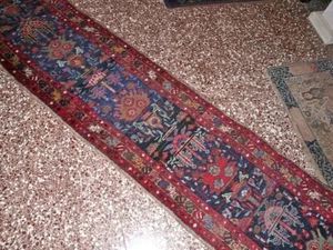 RARO tappeto HERIZ antico 1850 passatoia 290x65 cm azerbaijan. kilim.caucasici - Foto 1 di 7