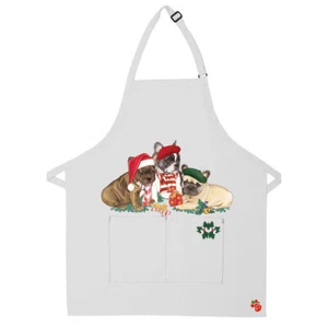 French Bulldog Christmas Apron Two Pocket Bib Apron with Adjustable Neck - Picture 1 of 1