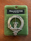 Vintage Pewter Scottish Clan Crest Badge Pin Macalister Of The Loup Brooch
