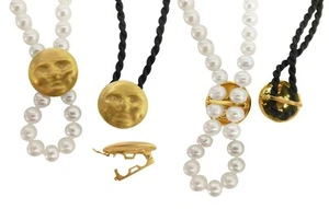 NEW Sun/Moon Necklace Pendant Clip Pearl Enhancer-diamond eyes-Sterling Silver - Picture 1 of 12