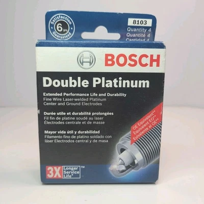 4 Bosch Double Platinum Spark Plugs 8103, 3x Longer Service Life - Image 1 of 4