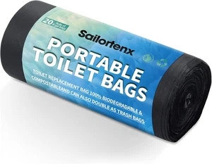 Bolsas de inodoro portátiles para camping 80/60/20 100 % compostables 8 galones de uso con 5 galones - Imagen 1 de 7