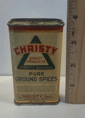 CHRISTY Nutmeg Newark NY Spice Tin Vintage New York Kitchen Advertising  - Image 1 of 4