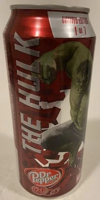 16 OZ. LATA DE REFRESCO DR PEPPER (VENGERS 1 OF 7 THE HULK) FONDO VACÍO ABIERTA Foto 1 de 4