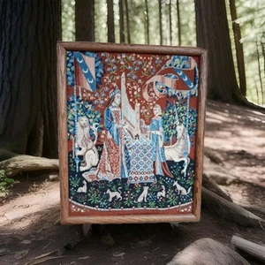 Arte renacentista medieval de colección Needlepoint Margot De Paris dama y unicornio 21"L - Imagen 1 de 23