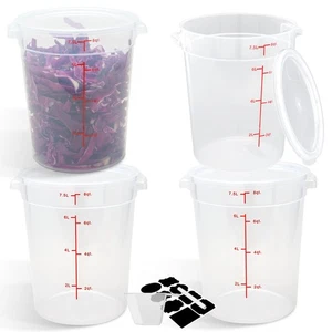 4 Pack Round Food Storage Containers with Lids, 8Qt Translucent Commercial Fo... - Picture 1 of 7