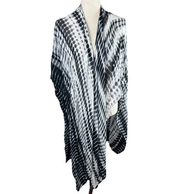 Michael Stars Boho Chal Envolvente Kimono Cubrir Tie Dye Blanco, Negro, Gris Foto 1 de 4