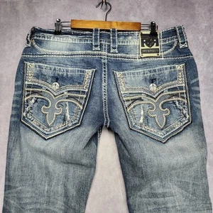 Rock Revival Norman Straight Jeans Herren 38x32 Distressed bestickte Taschen - Bild 1 von 21