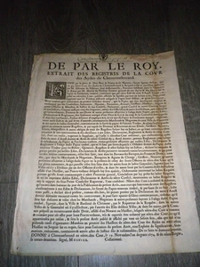 1674 RARE AFFICHE  AUVERGNE GENERALITE CLERMONT AVEC CACHET GENERALITE RIOM ... - Imagen 1 de 2