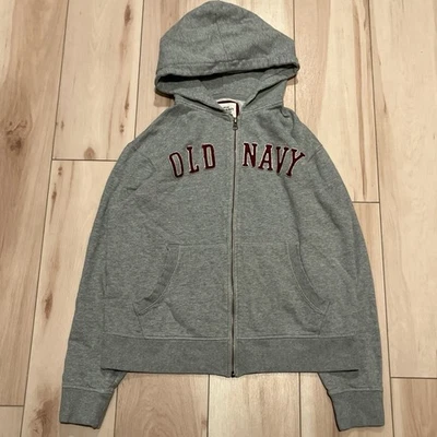 Sudadera con capucha antigua gris marino/rojo vintage Y2K con cremallera para mujer talla M Foto 1 de 4