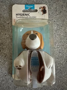 Vintage FLIPPER animal toothbrush holder, MIP, beagle puppy dog, suction cups - Picture 1 of 2