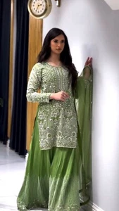 BODA SHARARA GHARARA PLAZZO TRAJE SECUENCIA LISTO PARA USAR PUNJABI PLAZZO TRAJE - Imagen 1 de 9