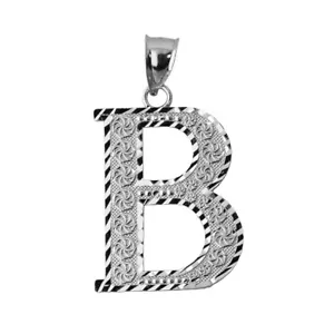 925 Sterling Silver Medium Initial Any Letter Roman Pendant Necklace Diamond Cut - Picture 1 of 31