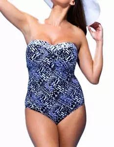 Swimsuits For All Women's Swimsuit One Piece Sz. 16 Bandeau Batik Maillot Halter - Picture 1 of 6