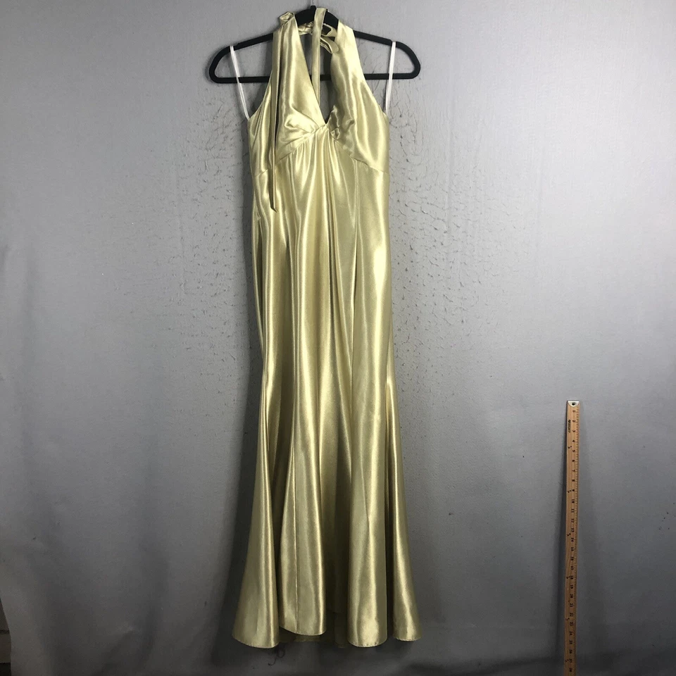 Vintage Jessica McClintock for Gunne Sax Formal Gown Jr. 7  Lime Green Y2K Shine - Image 1 of 4