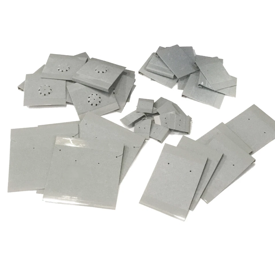 Earring Pin Display Cards Gray Flocked Pack of 40 Assorted Sizes Made in USA  - Image 1 of 1