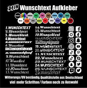 30cm Wunschtextaufkleber selbst gestalten Sticker personalisiert Geschenk Motiv - Bild 1 von 8