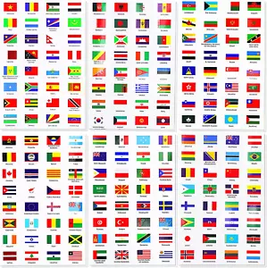384 PCS World Flag Stickers, Waterproof Countries Flags PVC International Countr - Picture 1 of 6